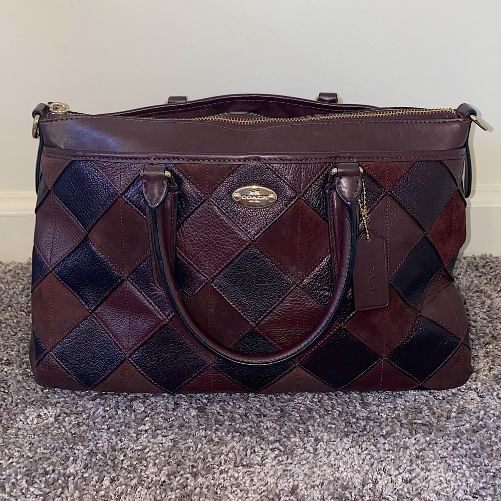 ($4.99 Shipping❗️) VINTAGE Coach Maroon Patchwork Satchel